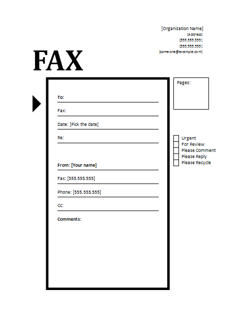 sample fax cover sheet template in word