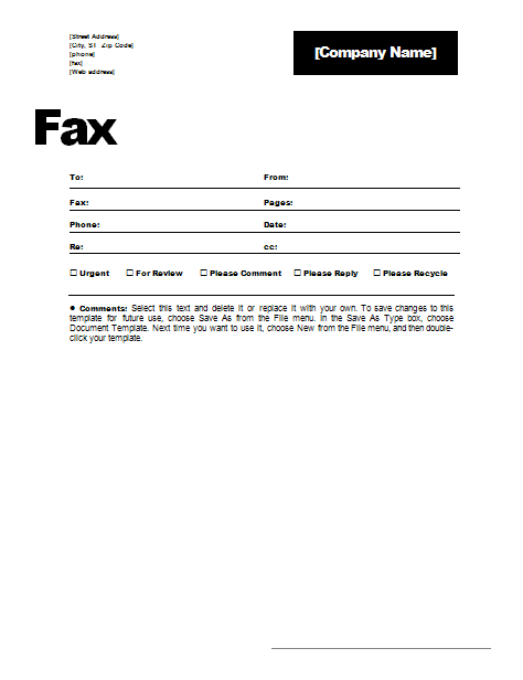 fax cover template