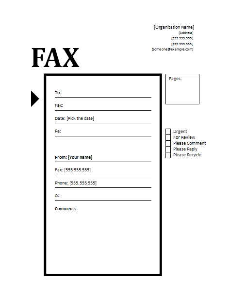 Fax Cover Sheet Standard Format
